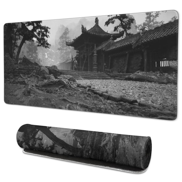 WUKONG Gaming Mouse Pad No Skid Cool Rubber Mousepad for Desktop Tables Ancient Building Desk Mouse Pad for Computer Wireless Mouse Decoration (35.4x15.7in)