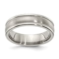 thumbnail image 1 of Solid Titanium Men's Matte Brushed Finish and Tri Dome Milgrain 6mm Ring Comfort-Fit Band Size 9.5, 1 of 4