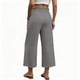 thumbnail image 5 of Lumtrix Womens Cotton Linen Wide Leg Pants Casual Zipper Front Summer Cropped Trousers Dressy Pants with Pockets Dark Gray XL, 5 of 7