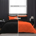 thumbnail image 3 of DNG Creations 3 Piece Reversible Diamond Pattern Comforter Solid - 100% Egyptian Cotton, 800 TC ( Oversized Queen - Size ) All-Season 550 GSM ( Orange/Black Colour ), 3 of 7