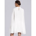 thumbnail image 3 of DARING DIVA Flowy Cloak Sleeve Cape Pleated Chiffon Dress S White, 3 of 6
