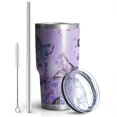 thumbnail image 2 of 30oz Purple Lavender Butterfly Scene Tumblers Stainless Steel Tumbler with Lid and Straw,Vacuum Insulated Double Wall Travel Tumbler Cups Mug with Cleaning Brush for Coffee,Tea, 2 of 7