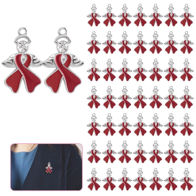 Alloy Angel Brooche With Like & Ribbon Bow Emblem For Care & Mutual Support Groups 50 Pieces Set