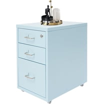 TFCFL Vertical File Cabinet, 3-Drawer Vertical File Cabinet, Mobile File Cabinet with Lock, & Wheels,Filing Cabinet Under Desk,for Legal/Letter/A4 Size, Office/Home Storage Cabinet (Blue)