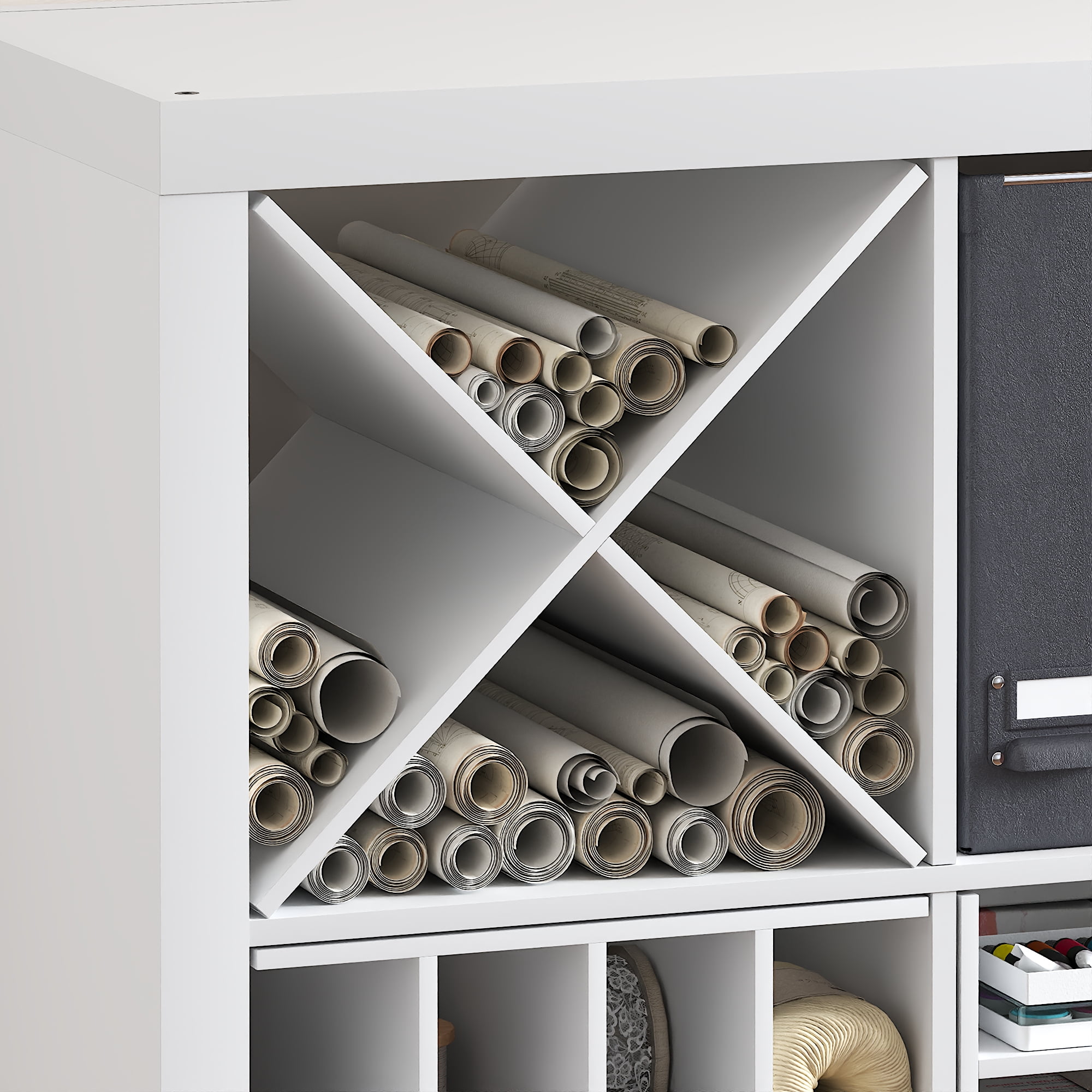 Furinno CUBICLE X-Shelf Cube Organizer 3-Shelf Accessory White