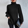thumbnail image 1 of Suéter Suéter femenino Suéter Tops Suéter de punto de cuello alto suelto Cómodo traje de calle Cgtredaw Xl Negro para Mujer, 1 of 7