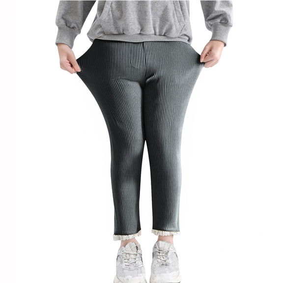 Guieoi Winter Warm Pants Plus Size Comfortable Leggings for Girls Leggings Great for Softness and Breathability Gray
