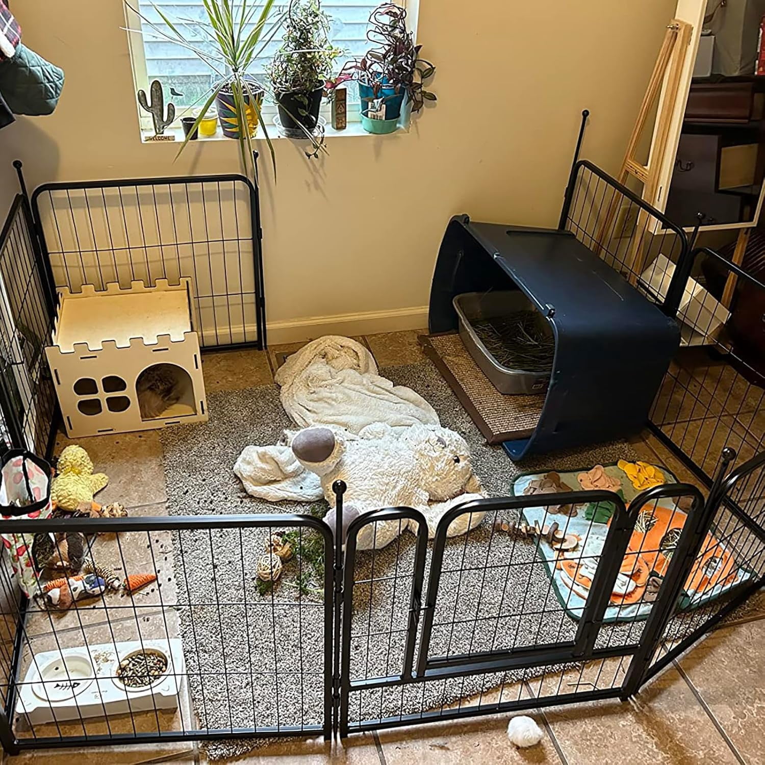 Metal Dog Playpen Portable Outdoor Fence for Large Medium Small Dogs, Foldable Yard Pet Enclosure with Door, 32 Panels 45 Inch Height, Black