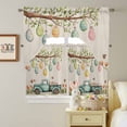 thumbnail image 5 of Easter Eggs Swag Curtains Valance & Tier Set, Truck with Egg 3 Pcs Set Kitchen Swag Valances and Tiers 24 Inch Length Rod Pocket Curtain Drapes for Bedroom, 5 of 9