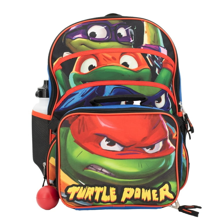 Teenage Mutant Ninja Turtles 4 Piece Backpack Set Kids 16 School Bag with Front Zip Pocket TMNT Travel Bag