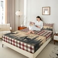 thumbnail image 4 of Feelyou Jungle Deer Moose Bed Sheets for Men, Tree Botanical PLant King Sheets, Tribal Texas Stars Sheet Set, Breathable Home Decor, 4pcs, 4 of 7