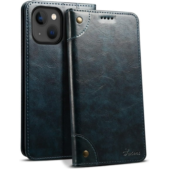 Compatible with iPhone 15 Case Wallet, for iPhone 15 Wallet Case with Kickstand Credit Card Holder Leather Folio Case Flip Cover for iPhone 15 Blue