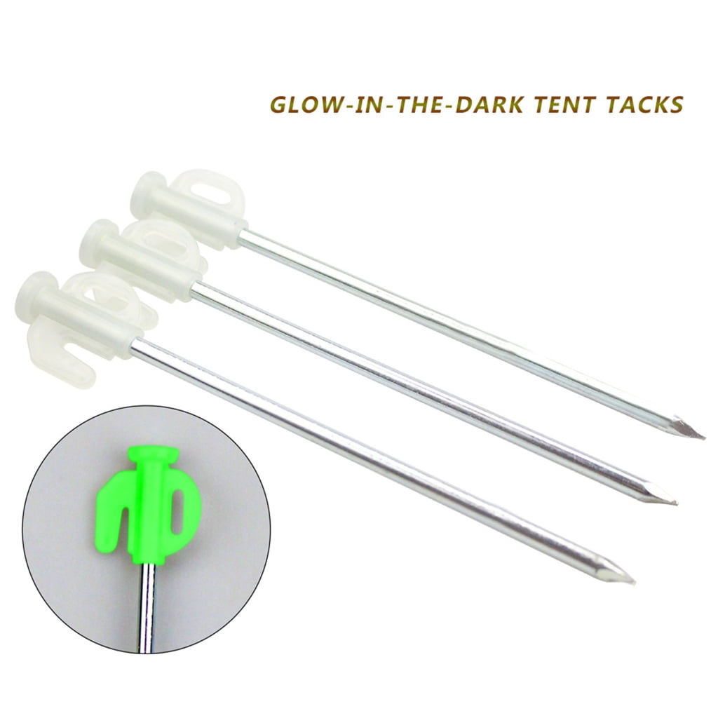 ANXPTIME 16Pcs Tent Nails Peg Luminous Steel Tent Stakes Golden Tent Hook Ground Anchors Outdoor Canopy Stake Camping Accessories