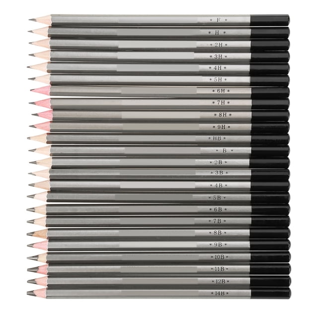 Ensemble de 24 Crayons de Croquis Professionnels Non-Graphit pour Dessin Artistique, 9H - 14B