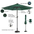 thumbnail image 5 of Villacera 9' LED Lighted Outdoor Solar Powered Patio Umbrella with 8 Steel Ribs, Forest Green, 5 of 11
