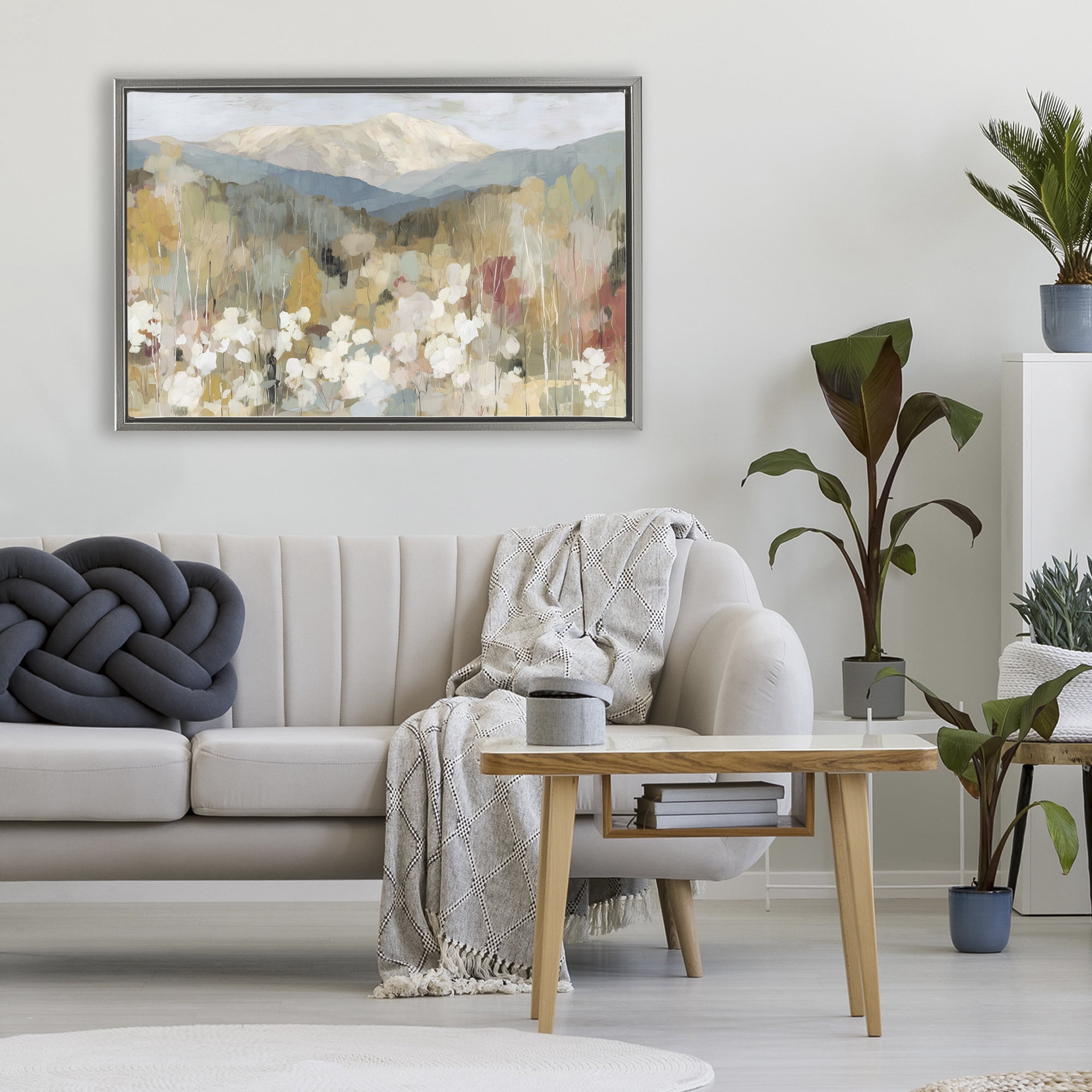 Stupell Industries Autumn Mountain Meadow Gray Framed Floater Canvas Wall Art, design by Chromatic Storm Studio