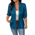 thumbnail image 3 of Rvasteizo Womens Summer Long Sleeve Round Neck Blouses Shirts Solid Color Long Sleeve Round Neck Button Coat Style Top, 3 of 5