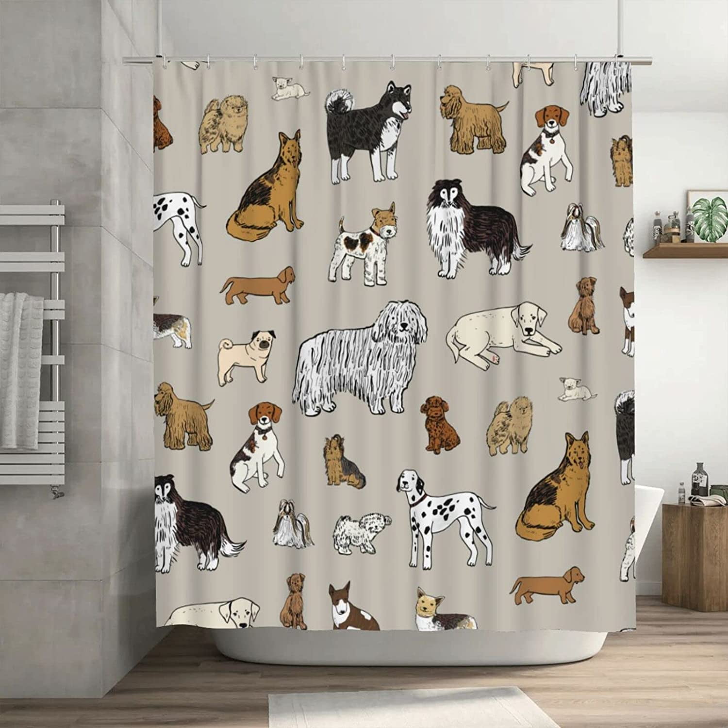 SPXUBZ Dogs Animal Print Shower Curtain 72x72in Waterproof Polyester