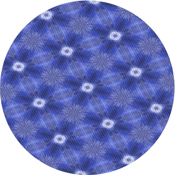 Ahgly Company Machine Washable Indoor Round Transitional Light Slate Blue Area Rugs, 6' Round