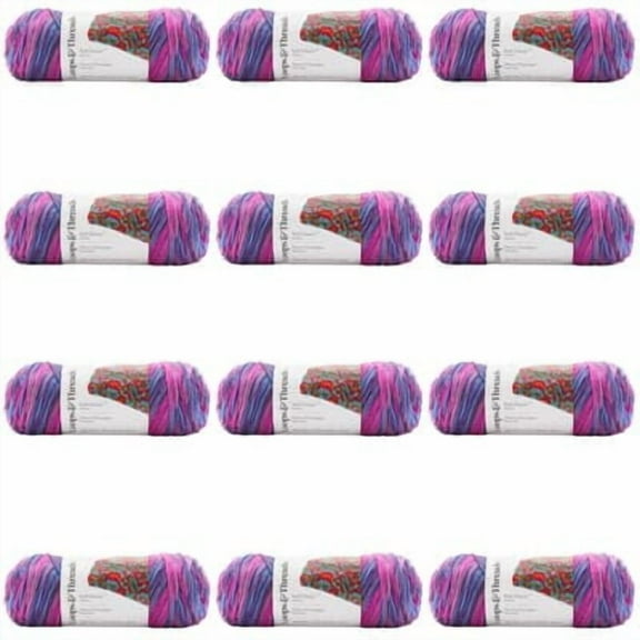 Soft Classic Multi Ombre Yarn by Loops & Threads - Multicolor Yarn for Knitting - Crochet - Weaving - Arts & Crafts - Orchard Mist - Bulk 12 Pack