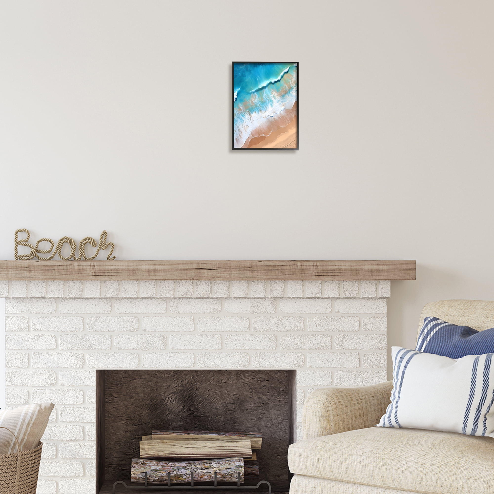 Stupell Industries Aerial Abstract Sea Waves Landscape Painting Black Framed Art Print Wall Art, 11 x 14