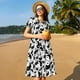 thumbnail image 4 of Easygdp Yin And Yang para Vestido Transpirable de Mujer, Vestido Suelto de Manga Corta con Pliegues y Bolsillos para el Verano, 4 of 6