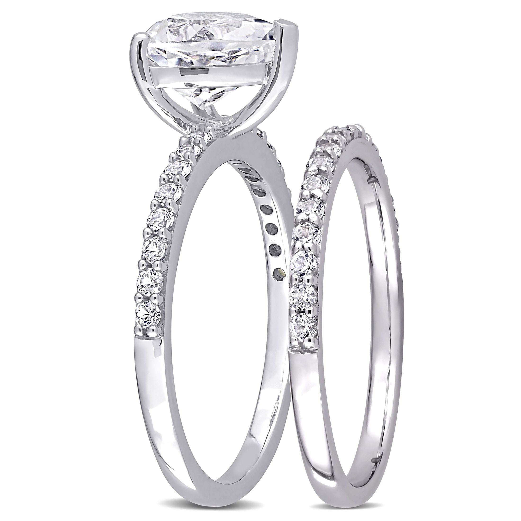 Everly Women's Created Sapphire 10k White Gold Bridal Set