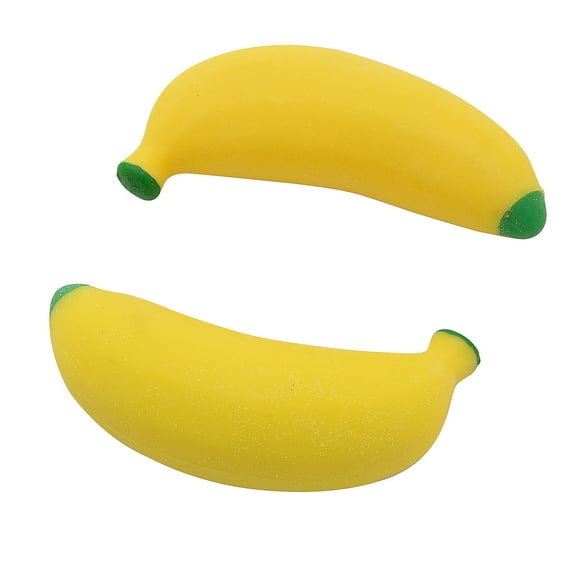 5" Bright Yellow Stretchy Sand-Filled Banana Squeeze Toys - 12 Pieces