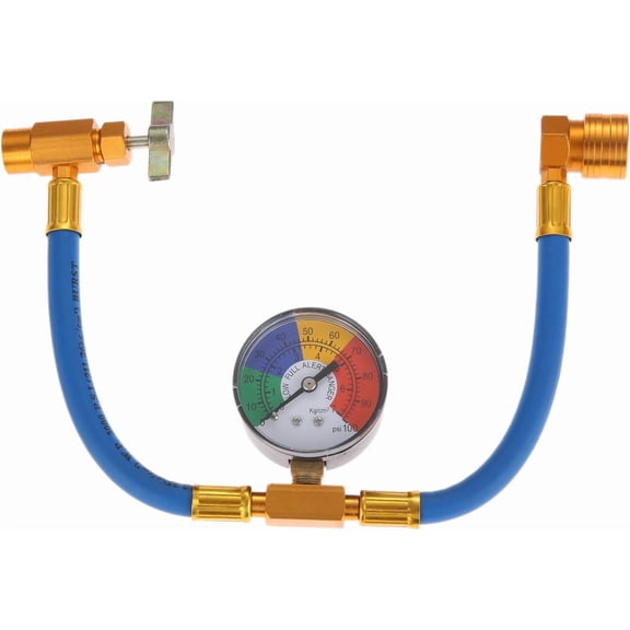 R134A AC Refrigerant Charge Hose Kit, 1/2’’ Self-Sealing Valve Can, and Recharge Hose with Pressure Gauge, Fits for Car AC Air Conditioning Refrigerant