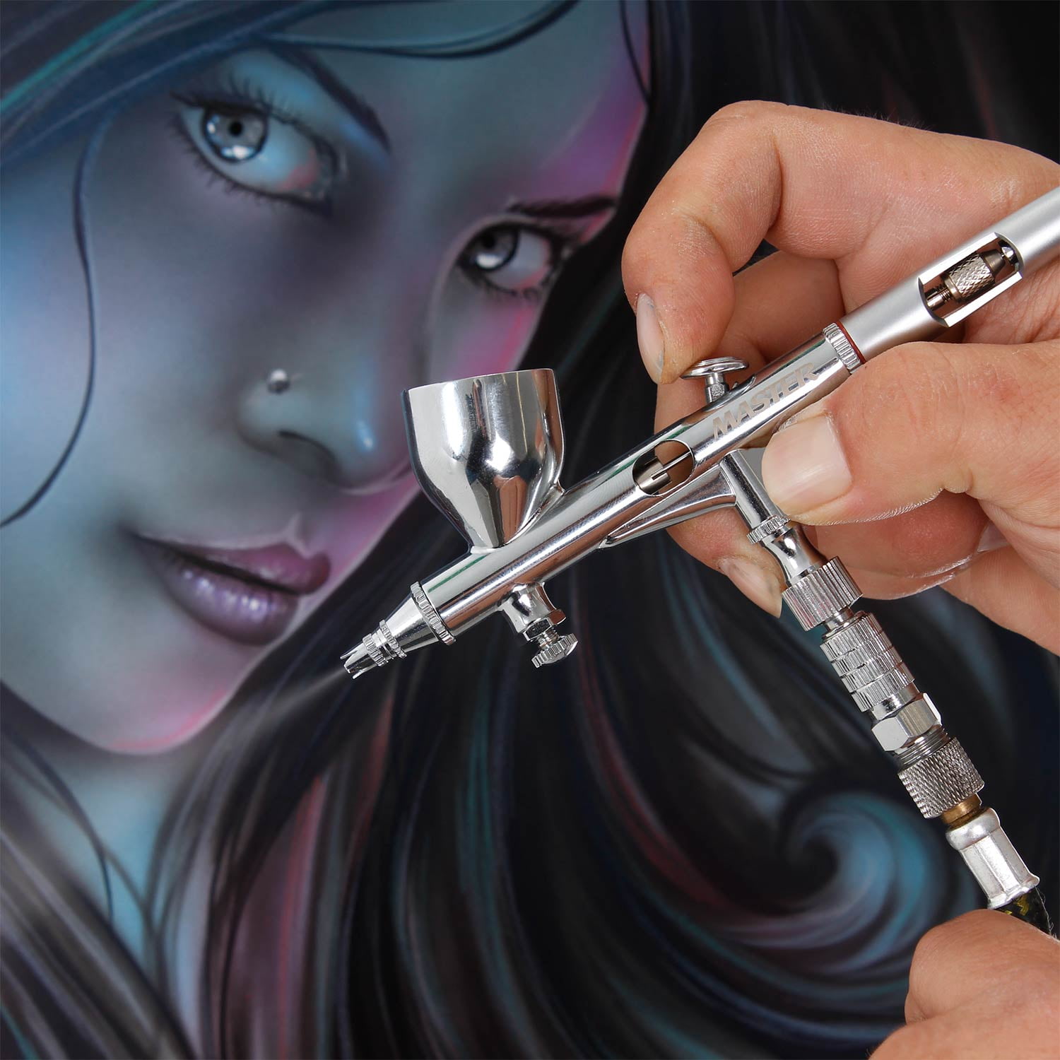 Pro .2 Micro Precision Dual-Action Gravity Airbrush Set Kit MAC Auto Paint Hobby
