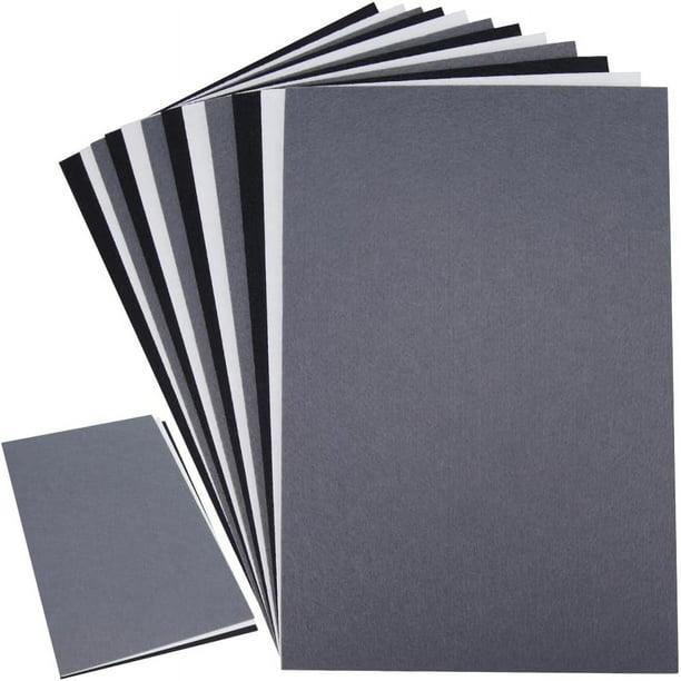 21 hojas de fieltro no tejido de 30 x 20 cm y 2,3 mm de grosor, para patchwork, costura, rectangular, 3 colores, color negro, blanco y gris.
