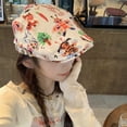 thumbnail image 1 of LinYooLi Version d'Été de Fleurs Rétro Chapeau Brodé Fille Sortie de la Rue pour Montrer le Visage Petit Chapeau d'Arbre Polyvalent à la Mode, 1 of 9