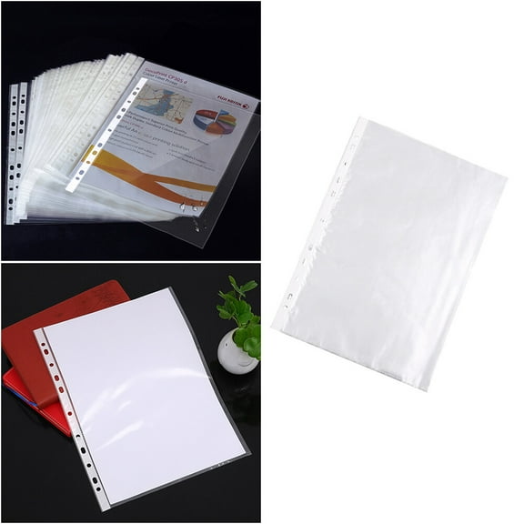 QIFULL 100pcs Hole Protectors for Paper Transparent for Organised Document Storage