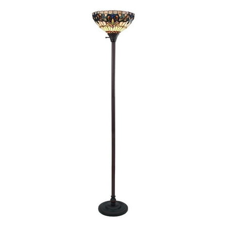 Pemberly Row Modern 1-Light Metal Torchiere Lamp in Dark Bronze