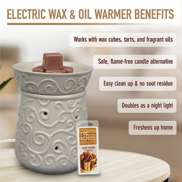 Deco Electric Candle Warmer, Wax & Tart Warmer for Indoor Outdoor Decor, Includes 4 Wax Cubes and Halogen Bulb(4.5"x4.5"x6")- Freshen Home or Office w Desired Fragrance- Great Holiday and Wedding Gift