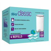 Dekor Classic Diaper Pail Biodegradable Refills | 4 Count | Most Economical Refill System | Quick and Simple to Replace | No Preset Bag Size - Use Only What You Need | Exclusive End-of-