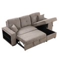 thumbnail image 4 of 95" W Reversible Sectional Sleeper Couch with Chaise Left/Right Hande, 2 in 1 Pull-Out Sofa Bed with Side Shelf and 2 Stools, L-Shape Velvet Corner Sofa & Couches with Chaise, 4 of 9
