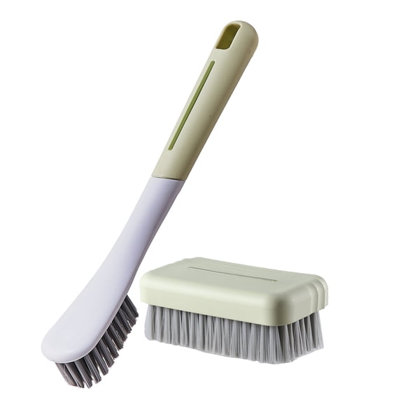 2-Pack Ergonomic Cleaning Brushes:Laundry Brush&Shoe Brush for Effective Stain Removal,Household Cleaning,and Scrubbing–Comfortable Grip for Clothes,Shoes,and Bathroom Surfaces(1Green
