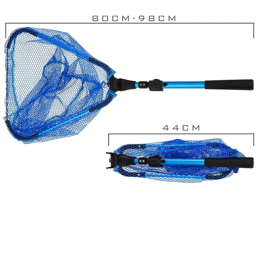 80-98CM Portable Folding Fishing Landing Net Handheld Telescopic Handle Lure Stream Fishing Cast Mesh Fly Fishing Tackle Tool