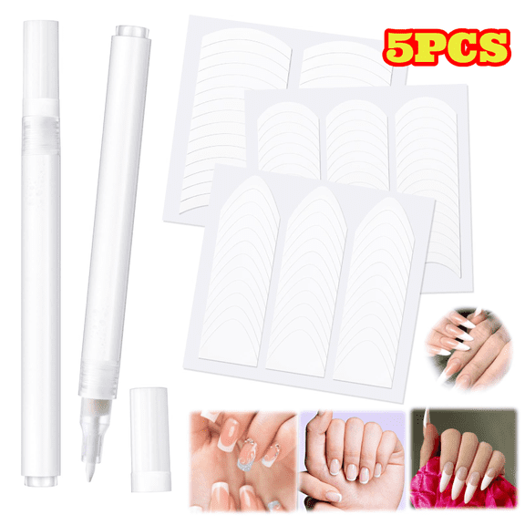 French Manicure Kit Include 2pcs White Tip Manicure Pen 111pcs Manicure Strips, French Tip Nail Stickers Self-Adhesive Tip Tool for Women DIY Pedicure Nails