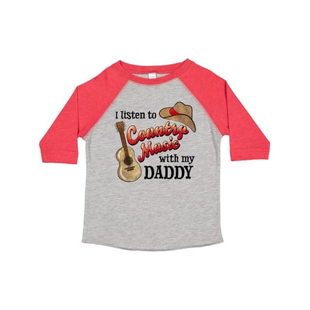 

Inktastic I Listen to Country Music with My Daddy Guitar and Hat Gift Toddler Boy or Toddler Girl T-Shirt