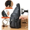 thumbnail image 5 of Backpack Daypack XBBULLCAPTAIN Genuine Leather Sling Bag for Men - Stylish Crossbody Chest Backpack with Cellphone Stand & Chain, 5 of 14