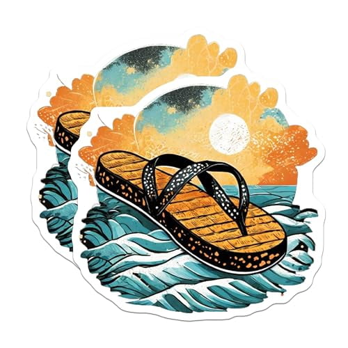 (2 Pack) Flip Flop Magnets Magnets - Beach Decor - Summer Decor - 5" On Longest Side - Made in USA - Sticks to Refrigerators & Metal Surfaces - MAG9310