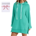thumbnail image 2 of Women's Long Sleeve Solid Color Pocket Hoodie - Polyester, Medium Long & Loose - Great for Fall/Winter - Machine Washable - Multiple Sizes, 2 of 6