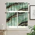 thumbnail image 3 of Teal Black Gold Valances Set for Kitchen, Abstract Art Black Green Jade Texture Gold Stripes Home Decor Rod Pocket Window Drapes for Living Room Dining Room Office 52x18 Inch + 27x24 Inch X 2, 3 of 5