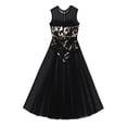 thumbnail image 4 of TiaoBug Kids Girls Lyrical Dance Dress Sleeveless Floral Sequins Maxi Skirt Spirit Praise Tank Leotard Black 12, 4 of 7
