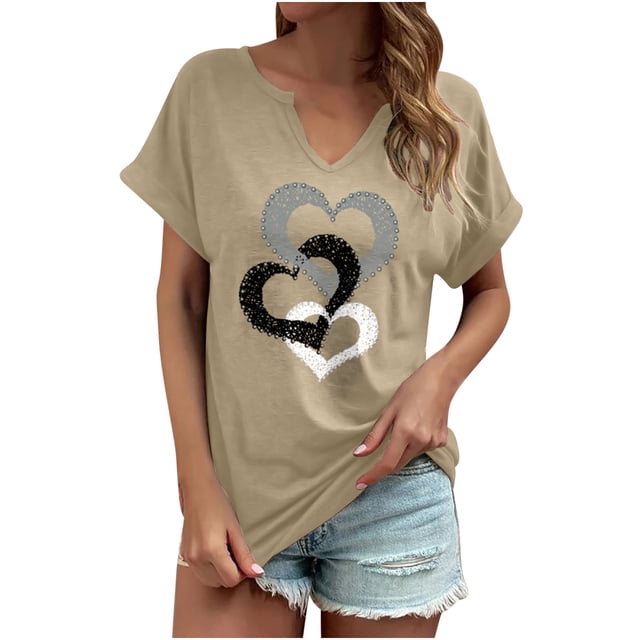 Pompotops T-shirt à Manches Courtes à Manches Courtes et à Manches Courtes pour Femmes