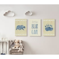 3-Pc "Little Bear Cave Blue Illustration" Wall Plaque Art Set