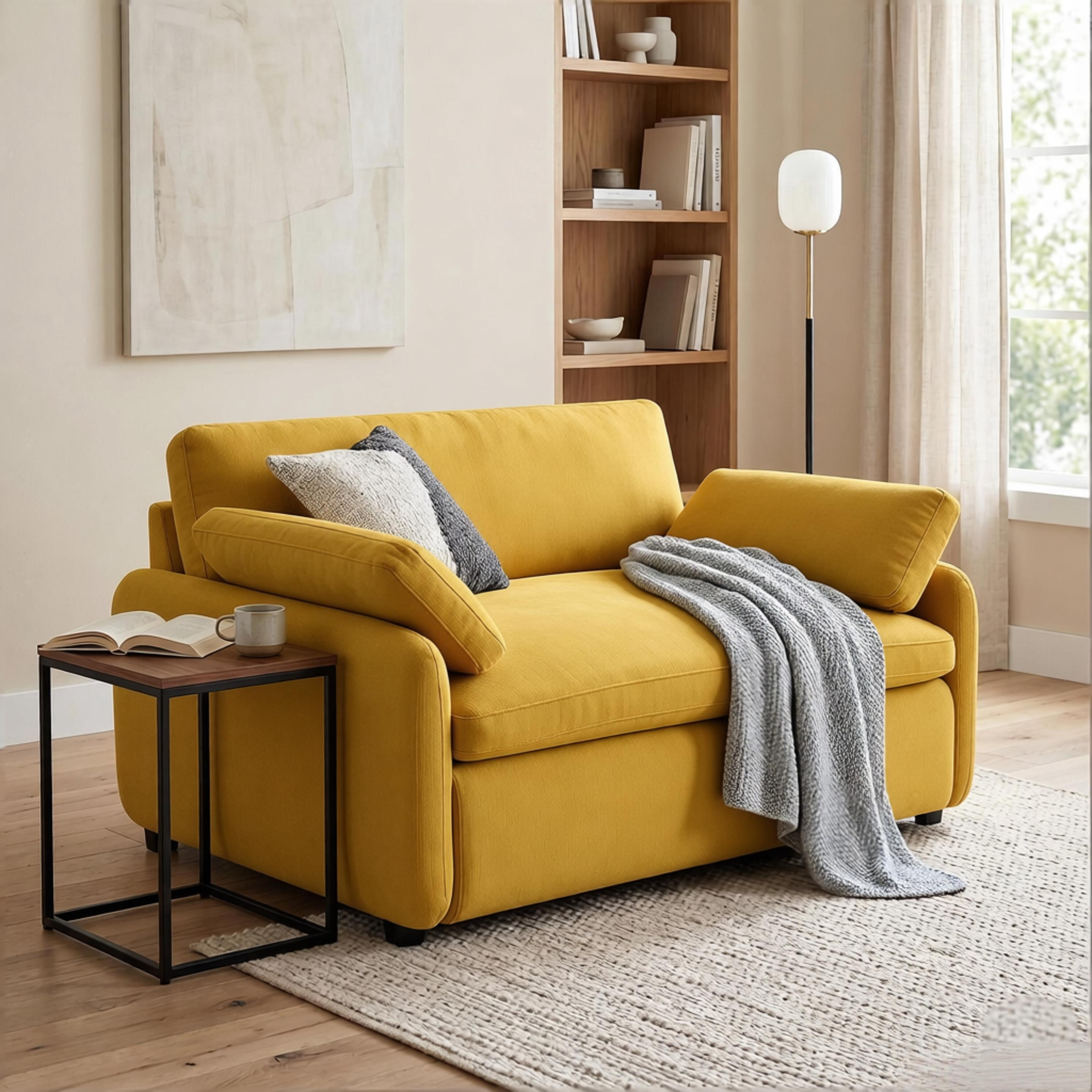 Howcool 50×43 Inch Oversized Chenille Accent Chair, Wide Deep Seat Comfy Armchair with Pillow for Living Room Apartment