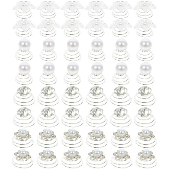 48pcs Wedding Spiral Hair Pin Pearl Swirl Hair Clips Braids Hair Spirals Clip